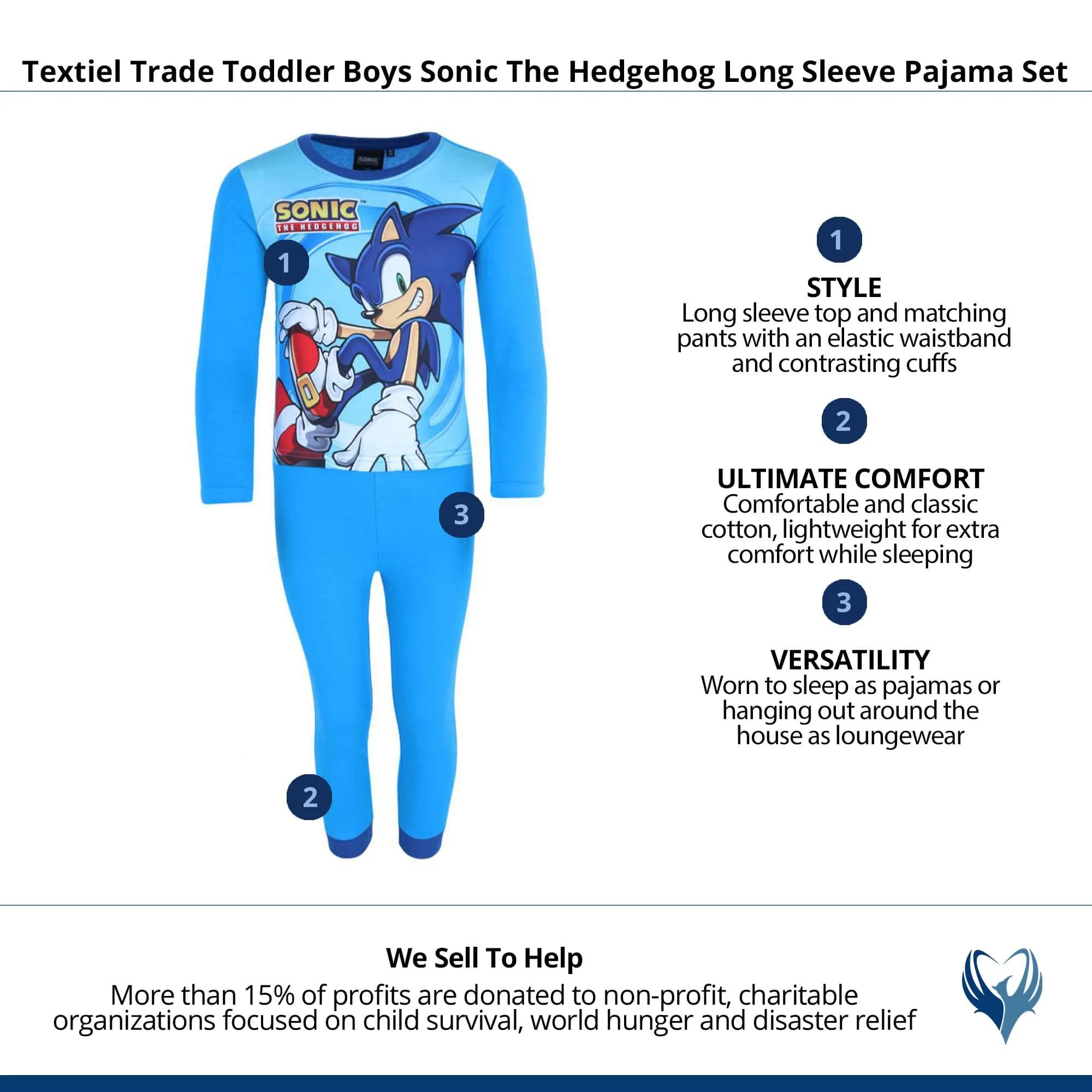 Textiel Trade Toddler Boys Sonic The Hedgehog Long Sleeve Pajama Set