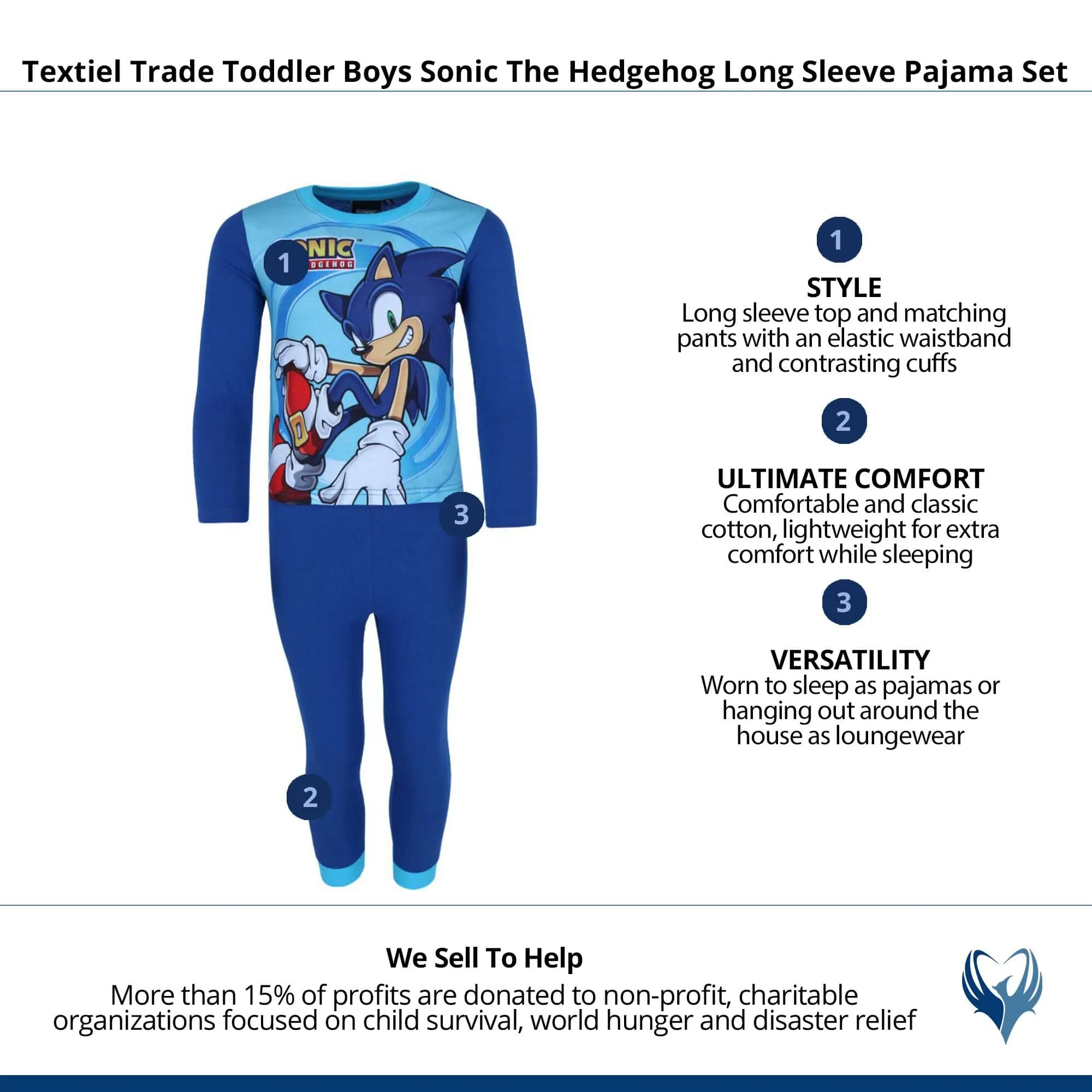 Textiel Trade Toddler Boys Sonic The Hedgehog Long Sleeve Pajama Set