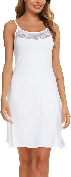 Vlazom Women Full Slips Sexy Soft Slip Dress for Under Dress Spaghetti Strap Cami Slip Chemises V Neck Negligee S-XXL