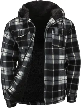 Warm Winter Coats for Men, Flannel Fleece Jackets With Hood Zip Up Heavyweight Hoodie Plaid Thick Sweatshirt