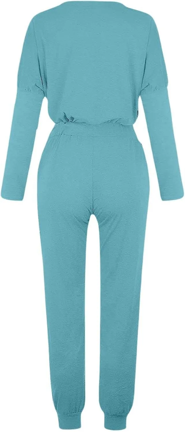 Womens Jogger Set Two Piece Lounge Set Long Sleeve Tops Jogger Sweatpants Track Sweats Suits Loungewear Pajama Sets