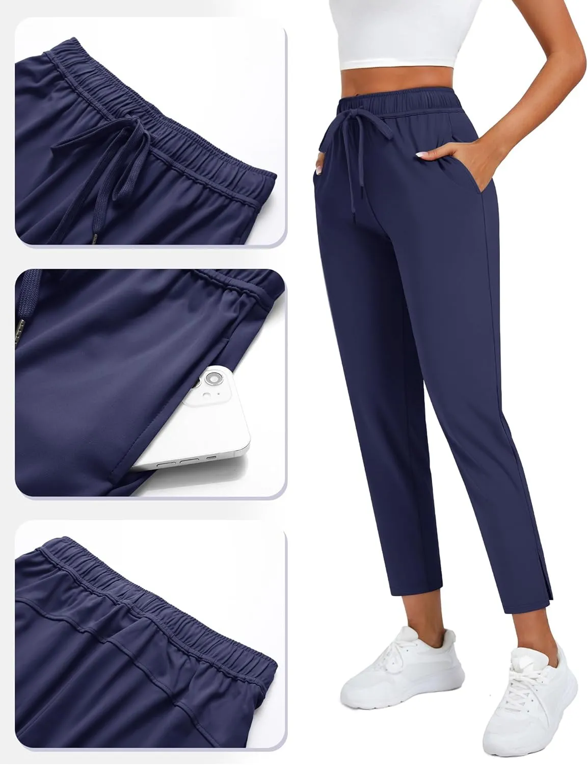 Women's Joggers Pants with Pockets, Comfy High Waisted Athletic Sweatpants for Golf Lounge Running Travel Workout