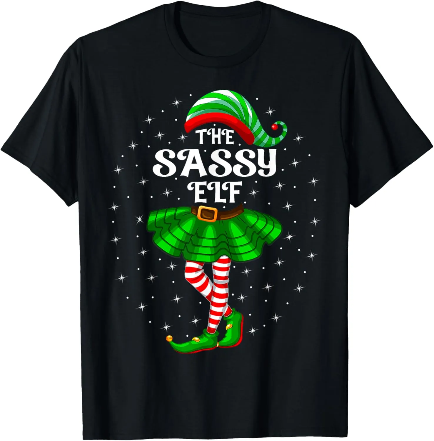 Xmas Family Matching Women Girls Mom The Sassy Elf Christmas T-Shirt