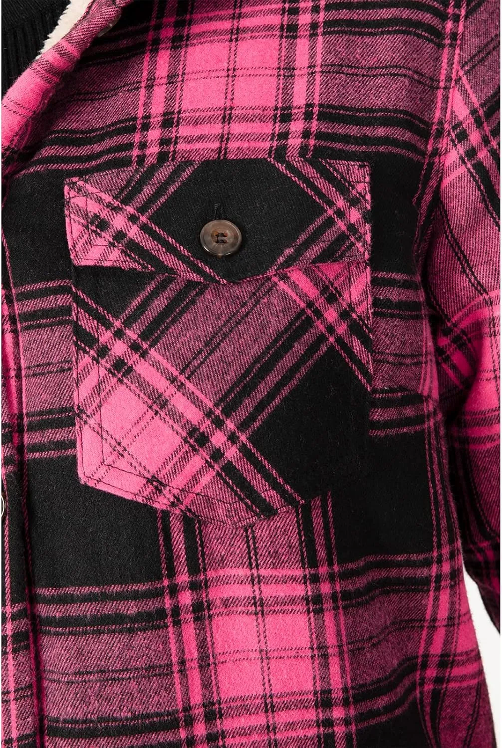 ZENTHACE Women's Sherpa Lined Plaid Flannel Jacket Button Down Hooded Flannel Shirt Jacket Warm Shacket(All Sherpa Lining)